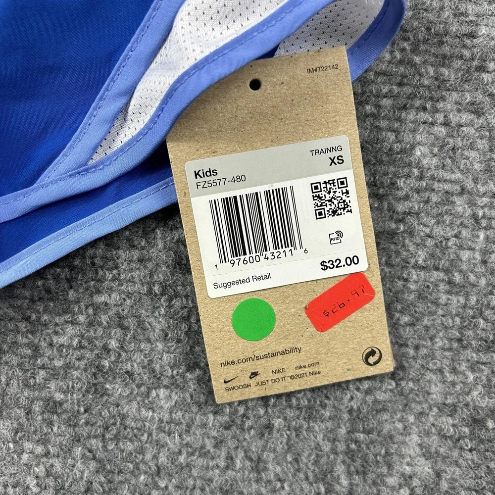 Nike Dri-FIT Shorts Girls XS Blue Training Mesh Standard Fit Kids FZ5577-480‎